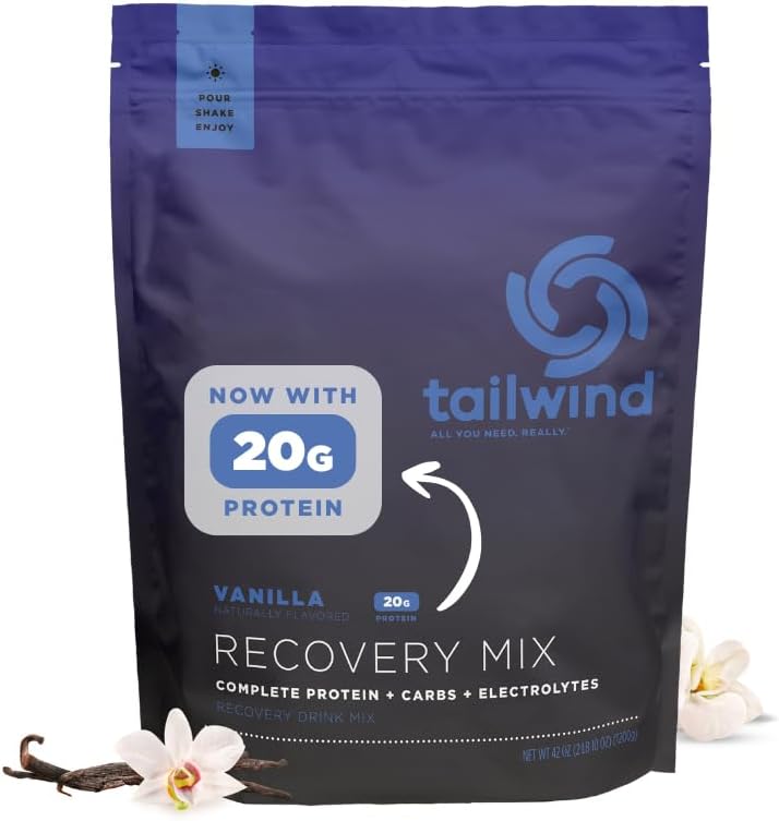 Tailwind Nutrition Inddrivelse Mix, 20 Bedste Komplet Protein, Kulhydrater, og Elektrolytes Powder Drink Mix til post-workout, Gratis Gluten, Soy, og Dairy, Vegan, 20 Servere, Vanilla