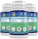 Genex Formulas Nicotinamid 500mg (3- Pack) Vitamin B3 Flush Free Niacin kapsler til sund hud - Niacinamid supplement piller hjælpe Produce Keratin & Support Skin Cell Health & Energy (300 kapsler)