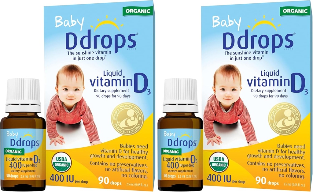 Ddrops 1072834 400 IE Flydende D3 Vitamin dråber til spædbørn, 0, 08 Fl. Oz (pakning med 4)