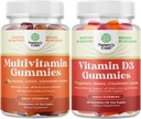 Bundle af Multivitamin Gummies for voksne - Halal Multivitamin Gummy med B12 Biotin for mænd og kvinder og D3- vitamin Gummies for daglig wellness med 2000IE per servering Knoglemuskel & immunforsvar