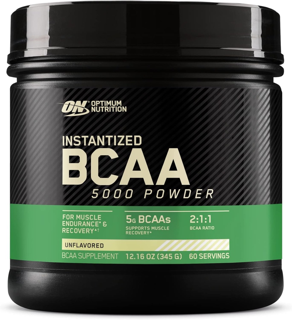 Optimum Nutrition Instantized BCAA 5000mg Powder, Unflavored, Keto Friendly, 60 Servere