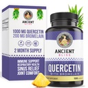 Ancient Bliss Quercetin med Bromelain < 124; Quercetin 1000mg Bromelain 200mg per servering < 124; Understøtter immunsystemet, fælles sundhed, respiratorisk sundhed & generelt velvære - 120 kapsler