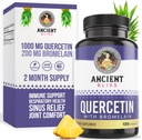 Ancient Bliss Quercetin med Bromelain < 124; Quercetin 1000mg Bromelain 200mg per servering < 124; Understøtter immunsystemet, fælles sundhed, respiratorisk sundhed & generelt velvære - 120 kapsler