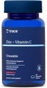 Trace Minerals Zink Plus C-vitamin - Chewable Multivitamin til enzymer funktion & sund vækst - Vitamin & Mineral supplement til immunforsvar - Hindbær, 60 Chewable Wafers (60 Servere)