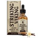 Striking Viking Beard Growth Oil with Biotin - 2 Fl Oz, Vanilla - Thickening, Conditioning Biotin Beard Oil Serum for mænd med Argan & Jojoba - Ansigtshårvækst Serum for mænd