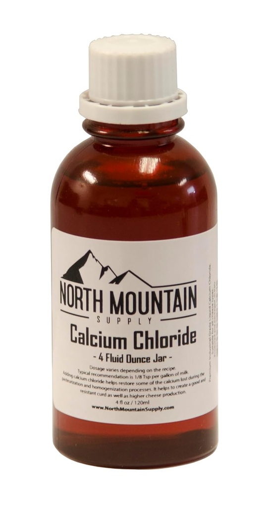 North Mountain Supply Liquid Calciumchlorid - Tilføje til Pasteurized Milk til Højere Ostefremstilling - 4 Fluid Ounces - Lavet i Italien!