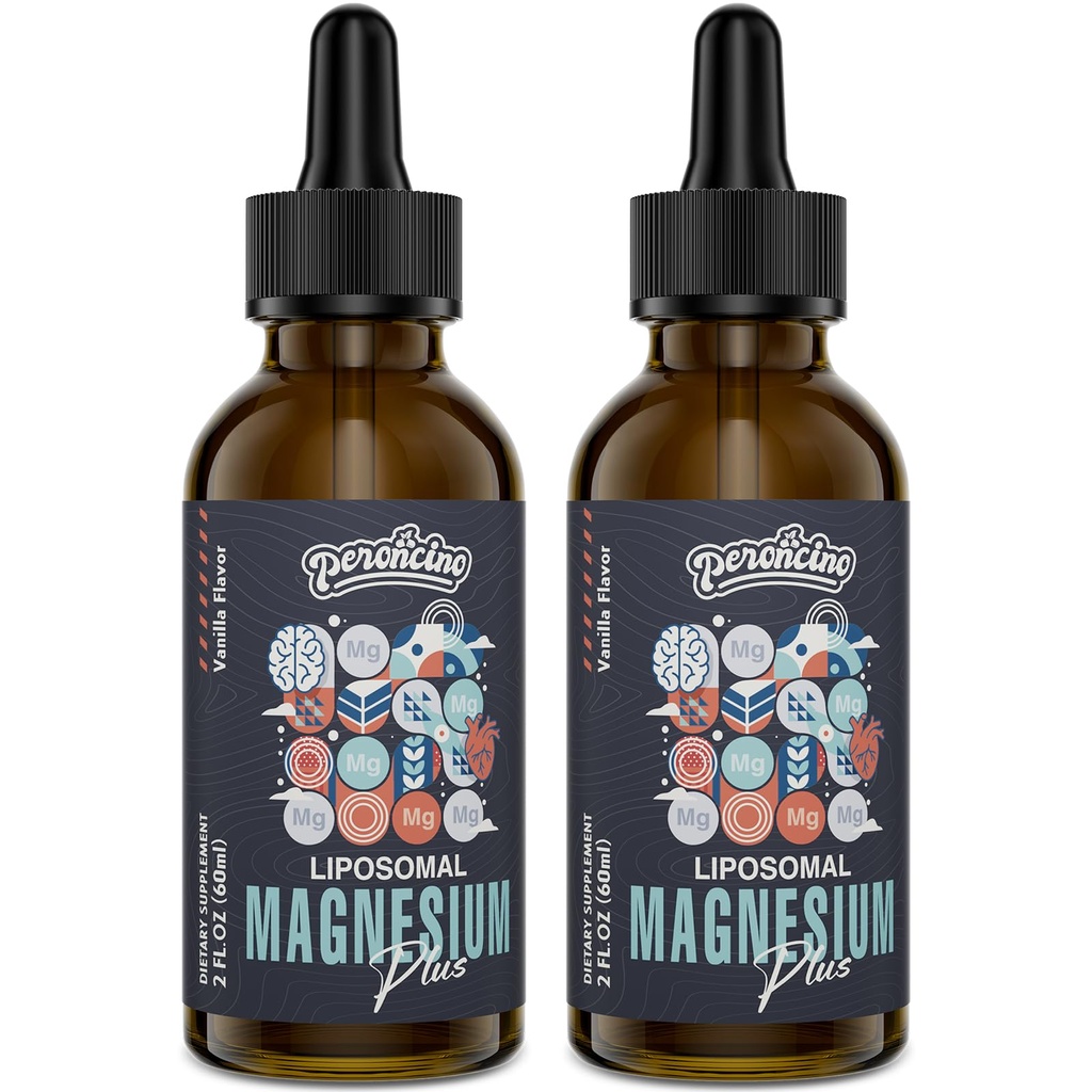Liposomal Magnesium Citrate Drops til Gut og Bone Sundhed, Mood og Stress Management, Kraftfuld formel med vitamin B6 og Zink Gluconat 60ml (2,04 Fl Oz (pakke med 2))