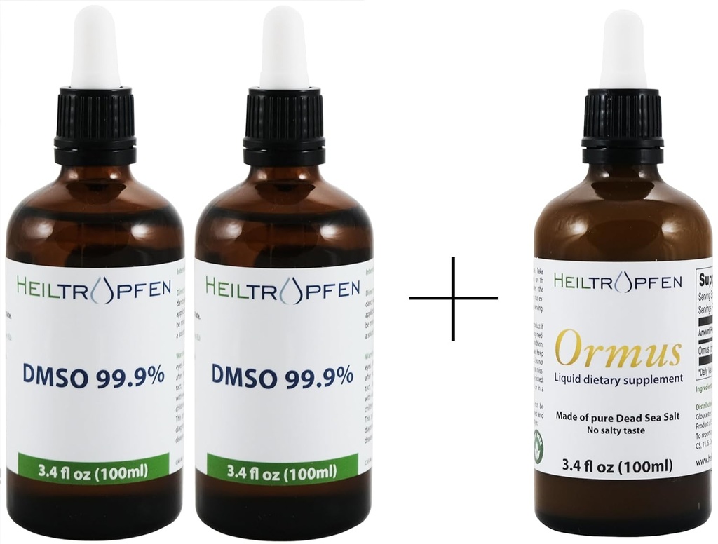 Bundle / Sæt af 2X DMSO 99,9% 3,4 oz + Ormus 3.4 Fl Oz Koncentreret Orme