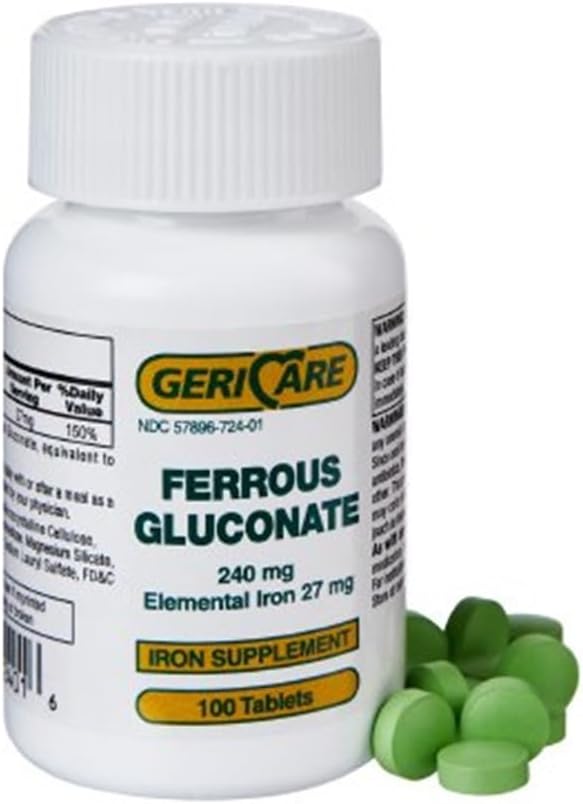 GeriCare Ferrogluconat 240mg 100 tabletter Hver (pakke med 6)