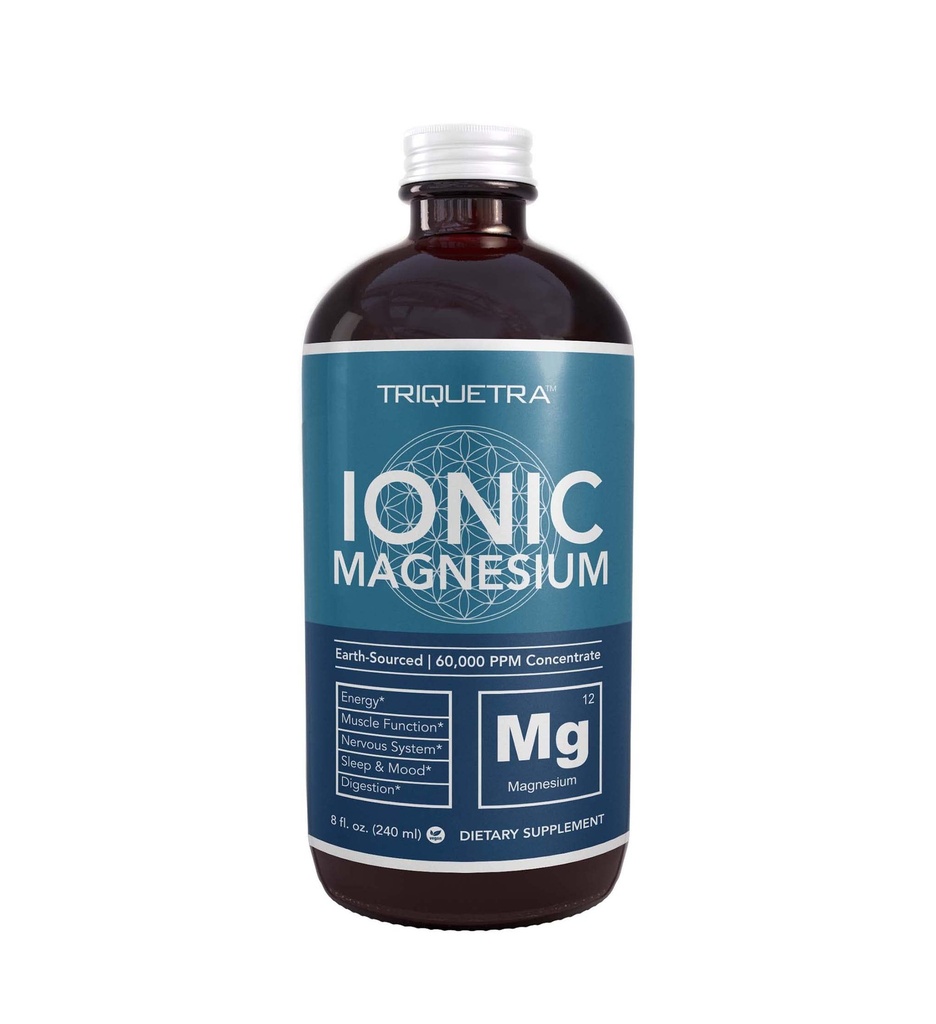 Flydende Magnesiumchlorid 124; 8 oz - ionisk Magnesiumchlorid, Højeste & Fasteste Absorption - Rolig Mood, Søvn, Muskelkramper og spasmer, Natural Laxative - Vegan, glasflaske (96 Servere)