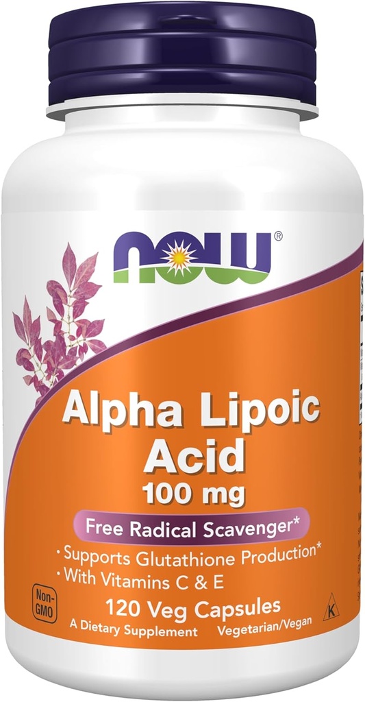 NOW Foods Supplements, Alpha Lipoic Acid 100 mg with Vitamins C & E, Free Radical Scavenger*, 120 Veg Capsules