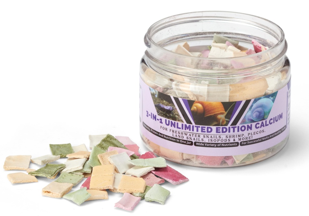 Limited Edition Calcium - 3 Arme i 1 Jar, for stærke skaller, sunde Molts, 100% Natural, ikke opløses i vand, hurtigt synker for rejer, Snails & Mere! Biolog Made in USA