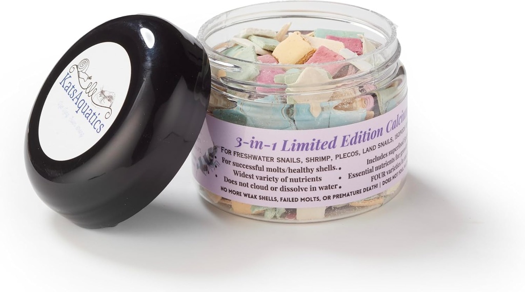 Limited Edition Calcium - 3 Arme i 1 Jar, for stærke skaller, sunde Molts, 100% Natural, ikke opløses i vand, hurtigt synker for rejer, Snails & Mere! Biolog Made in USA
