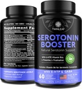 Naturlig serotonin supplement - Lavet i USA 5htp Serotonin & Cortisol Manager - Serotonin Booster Vitamin supplement til kvinder med 5-HTP, B6-vitamin, B12, GABA, L Theanin, L Tryptophan - 60 kapsler