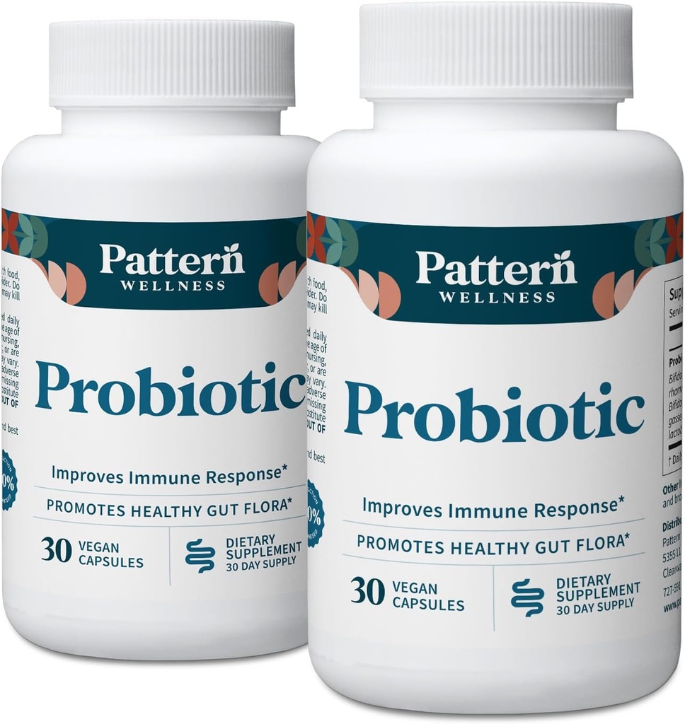 Mønster Wellness Probiotic Supplement - 51 Millioner CFU - Understøtter fordøjelsesbalance & Gut Wellness - Mindfully Sourced, Non- GMO - 60 Veganske kapsler