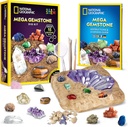 NATIONAL GEOGRAFISK Mega Gemstone Grav Kit - Grav op 15 Rigtige Gemstones og krystaller, Science Kit for Kids, Gem Gravning Kit, gave til piger og drenge, minegrej, Rock Collection