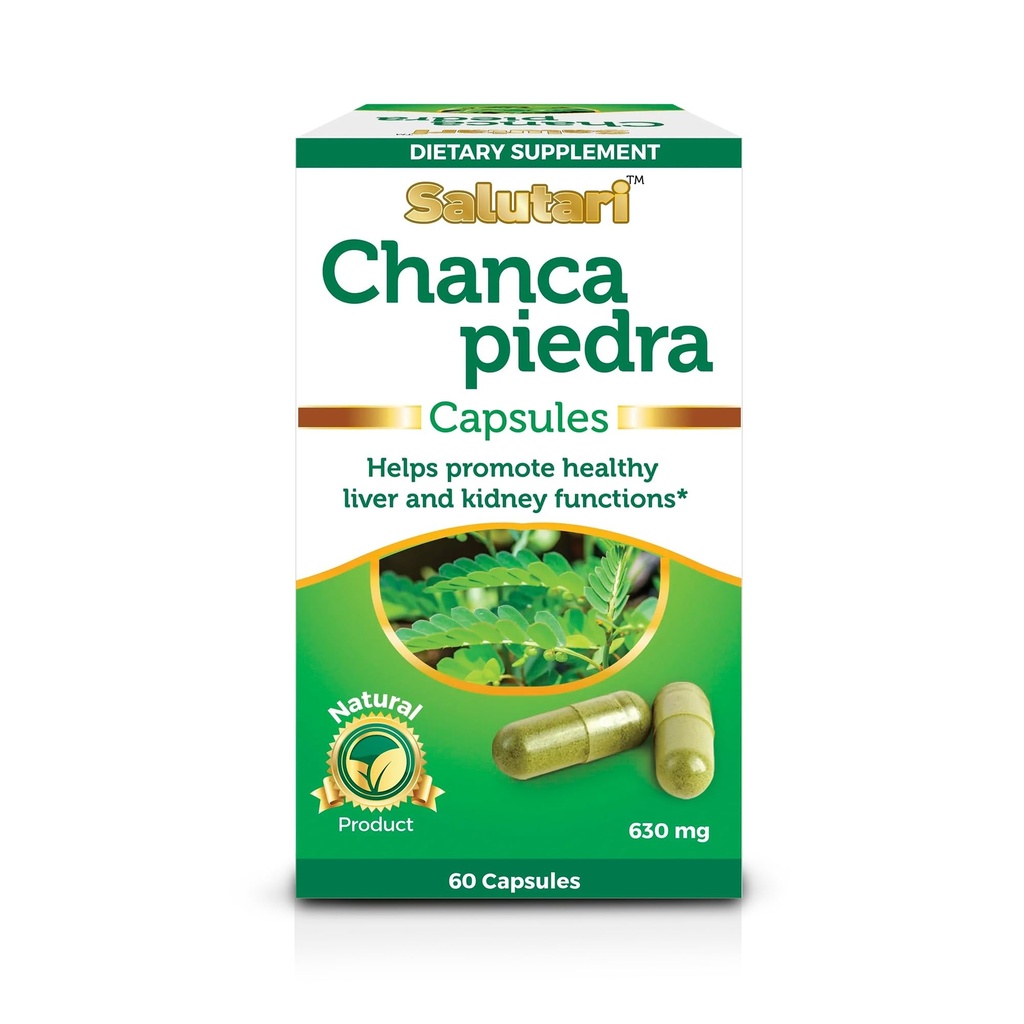 SALUTARI Chanca Piedra Stone Breaker, 60 Vegetariske Kapsler - Natural Stonebreaker Supplement for Nyre Sundhed, Lever Rengøring og Gallblære Support - Natural Detox Supplement
