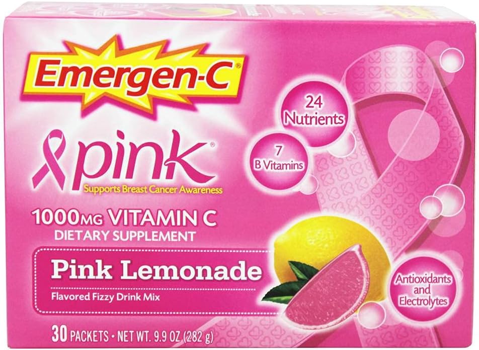 Emergen- C 1000mg C-vitamin pulver til daglig immunstøtte Koffein fri C-vitamin kosttilskud med zink og mangan, B-vitaminer og elektrolyter, Super Orange Flavor - 30 Greve