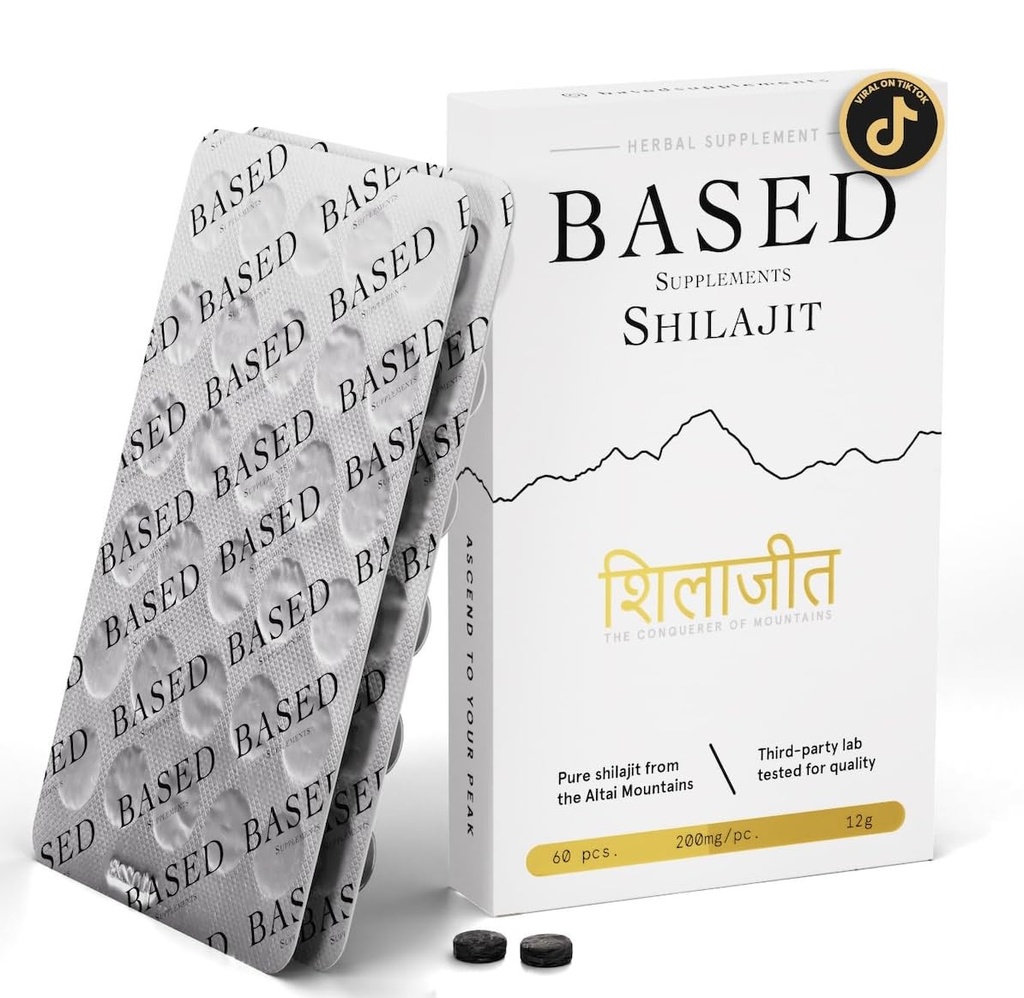 Baseret Shilajit Budd124; Pure Shilajit tabletter med Max potens, Energi & immunforsvar for mænd og kvinder Budd124; Rig i Fulvic syre og 85 + Trace Minerals, 60 tabletter