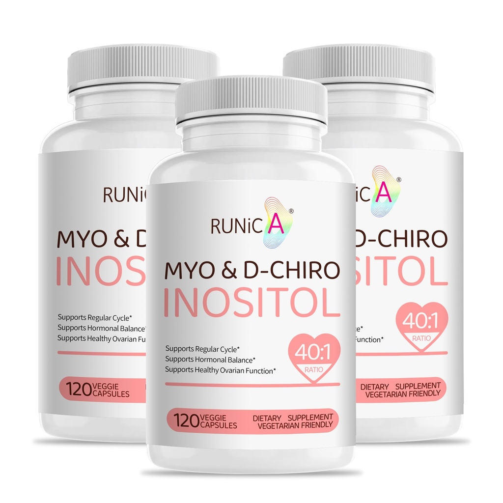 Myo- Inositol & D- Chiro Inositol supplement til kvinder - Ideel 40: 1 Ratio - Støtte kvinders Hormone Balance & Fertilitet & ovarie Sundhed - Vegansk pulver kapsler - 90-dages forsyning