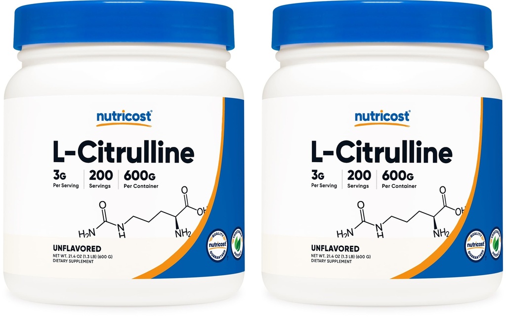Nutricost Pure L- Citrullin (base) Pulver (600 Bedste) (2 flasker)