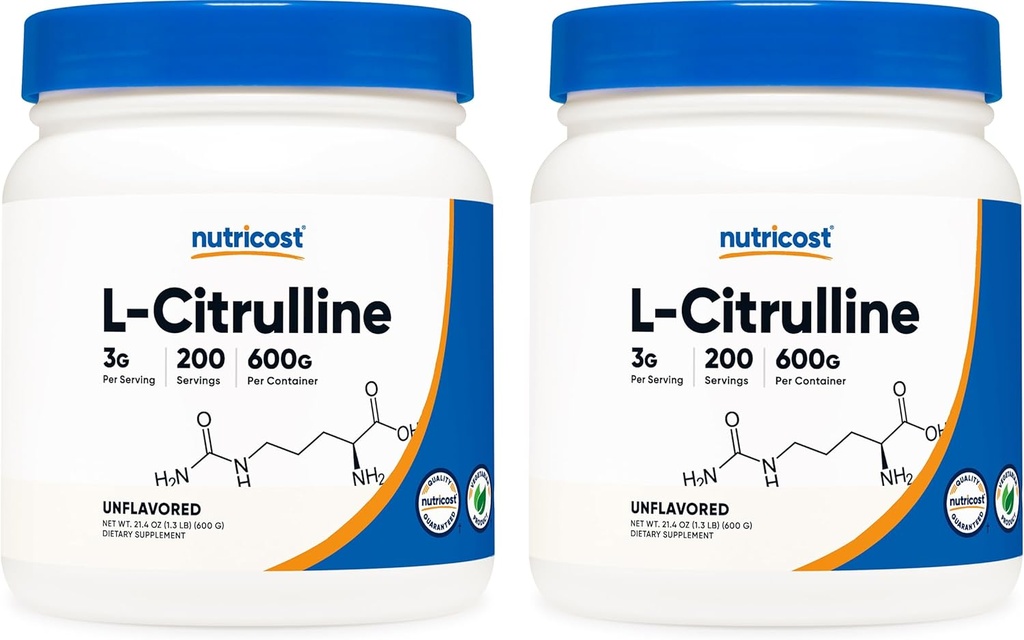 Nutricost Pure L- Citrullin (base) Pulver (600 Bedste) (2 flasker)