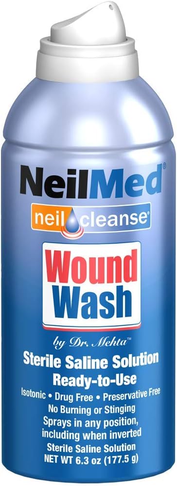 NeilMed Cleanse Steril Saline Sår Wash, 6.3 Ounce