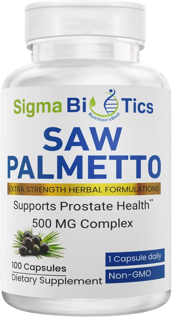 Saw Palmetto Supplement for mænd - 500 mg med 45% ekstrakt - Prostata Sundhed & Hormone Balance Support - Non-GMO Kosttilskud for urinsundhed - 100 kapsler