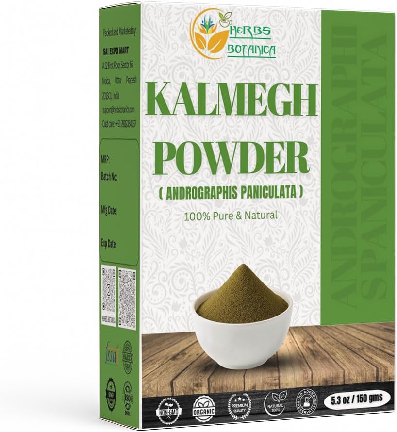 Urter Botanica Kalmegh Powder 100% Pure Andrographs Paniculata (Green Chiretta Herb) til urtebrug - Finely Ground Andrographs Powder 5.3 oz Pack