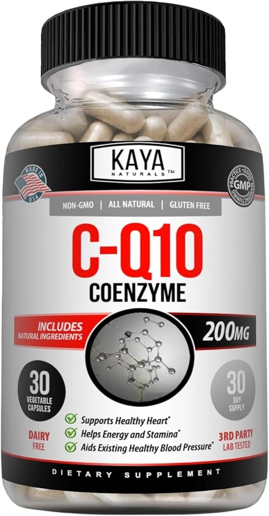 Kaya Naturals - CoQ10 Power Antioxidant Supplement - Aids in Heart Health and Immunation Function - Restores Daily Cellular and Energy Production - 30 Veggie Capsules Co- Q10