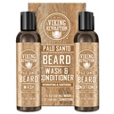 Viking Revolution Beard Wash og Beard Conditioner til mænd med Argan Oil og Jojoba Oil - Beard Softener og Stronthener Beard Care Beard Shampoo og Conditioner med Ginseng Root (5oz, Palo Santo)