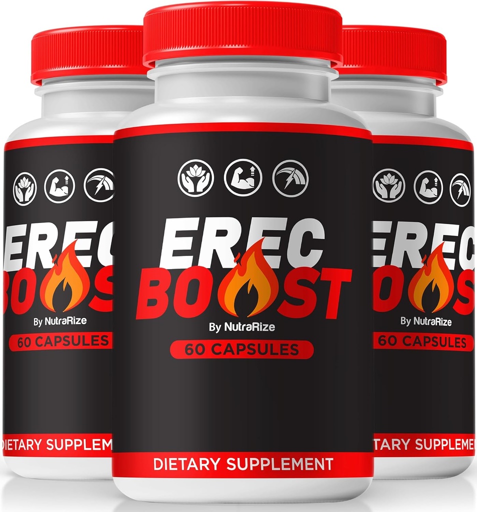 NutraRize (3 Pack) ErecBoost, ErecBoost Pills for Men, Official ErecBoost Original Male Capsules for Energy & Overall Health, ErecBoost Pastillas, ErecBoost En Capsulas (180 Capsules)