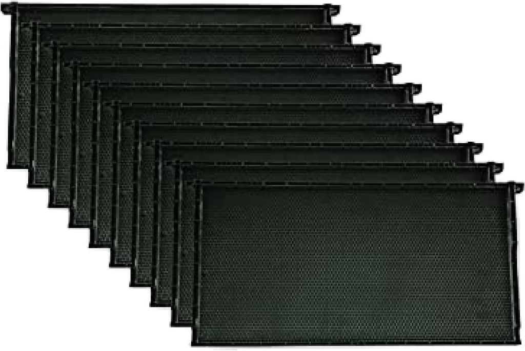 Mann Lake Premium Biavl Frames, All- in- One Frame & Foundation, Natural Beeswax Coating, Universal Fit, BPA & BPS Gratis, 9 1 / 8 Inches, Black, 10- Pack
