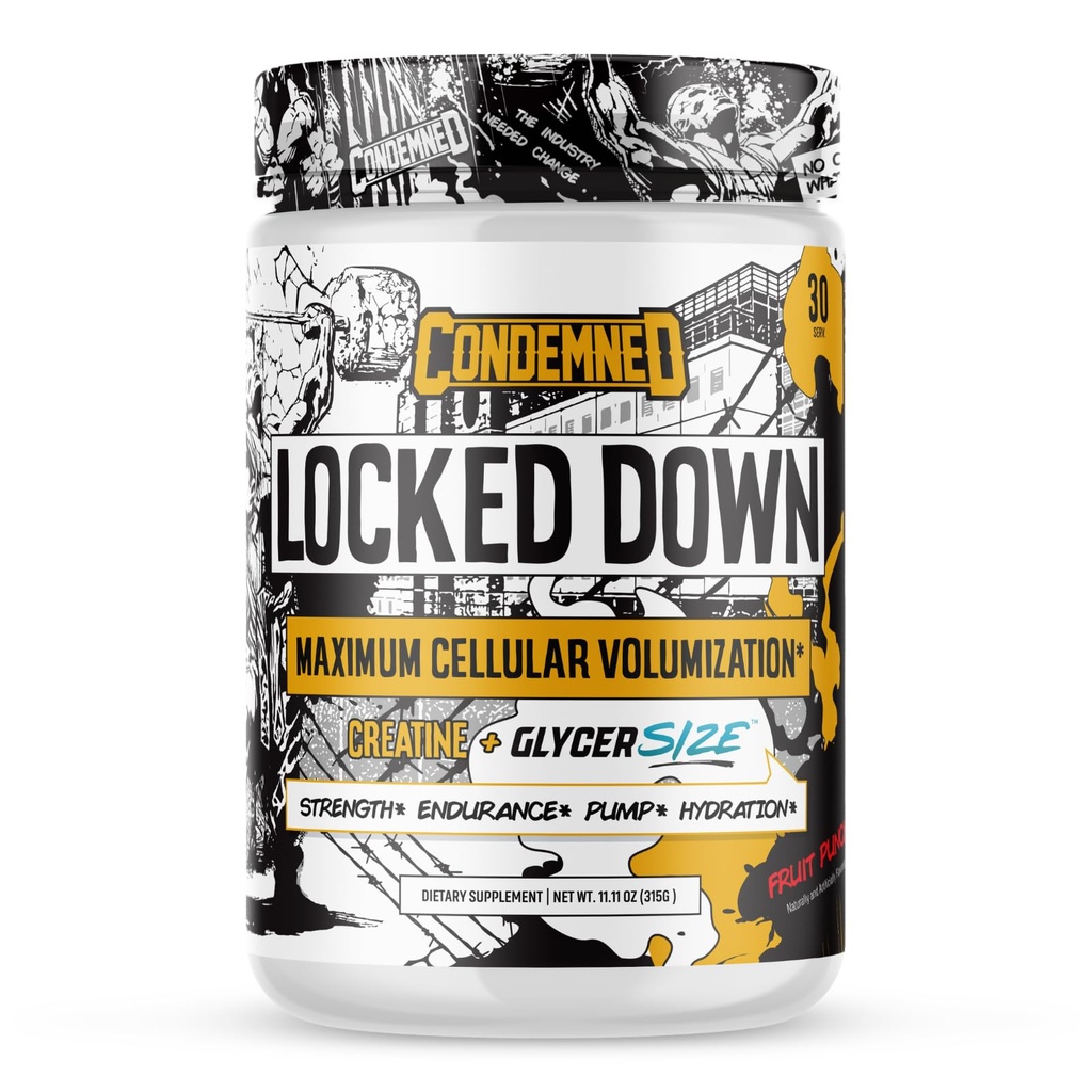 CONDEMNED Labz låst ned 124; Creatinin Performance Complex 124; Creatinine Monohydrat, Glycerol, Taurine Mest124; Forbedret hydrering, Energi & Stamina Mest124; 30 Servering (Fruit Punch)