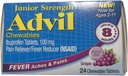 Advil Junior Chewable Ibuprofen tabletter, Grape 100mg, 24 tabletter Hver (pakke med 4)