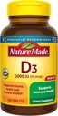Nature Made Vitamin D3 1000 IE (25 mcg), Vitamin D supplement til ben, tænder, muskel og immunforsvar, 300 tabletter, 300 dages forsyning