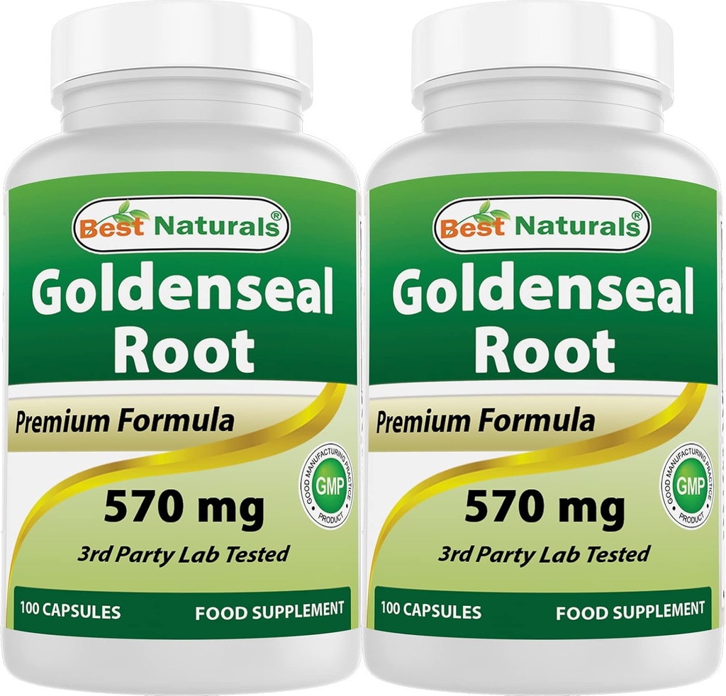 Bedste Naturals Goldenseal Root 570 mg (non- GMO) 100 kapsler (100 greve (pakke med 2))