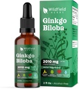 Ginkgo Biloba Extract Drops Liquid 2000mg (Ginkgo biloba L.) Herbal Supplement Absorbs Bedre end kapsler, 1 måned Supply, 84 Servere, Alkohol- Free Tincture - 2 Oz, Pack of 1
