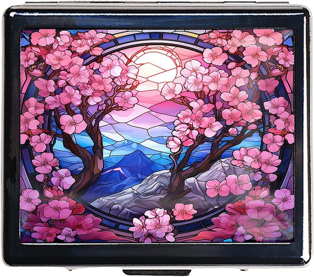 7 dage forkromet skinnende sølv pille Organizer med spejl inde har 8 separate kompartmenter rektangel 7 dage pill boks pill sag (Cherry Blossom)