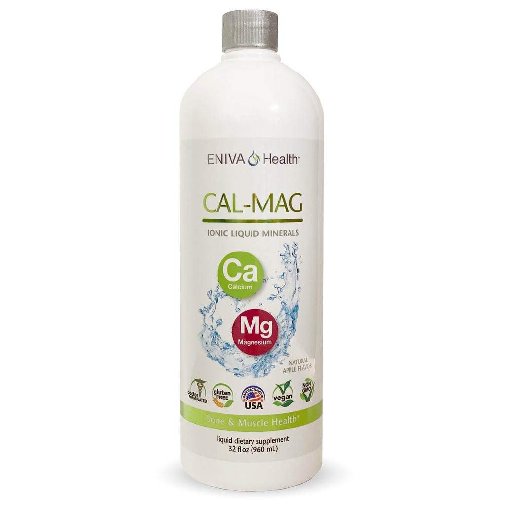 Liquid Ionic Calcium Magnesium supplement (32oz) Sunde knogler, hår, negle og krop. Doktor Formuleret. Nul kalorier. Zero Sugar. af Eniva Health.