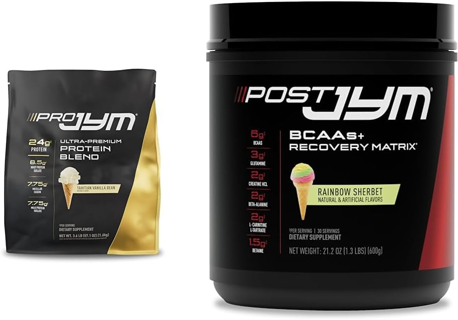 JYM Supplement Science PRO JYM 45 Serveringer - Tahitian Vanilla Bean & - Post- Workout med BCAA 's, Glutamin, Create HCL, Beta- Alanine, og mere Rainbow Sherbert Flavor, 30 Serveringer, 21.2 oz.