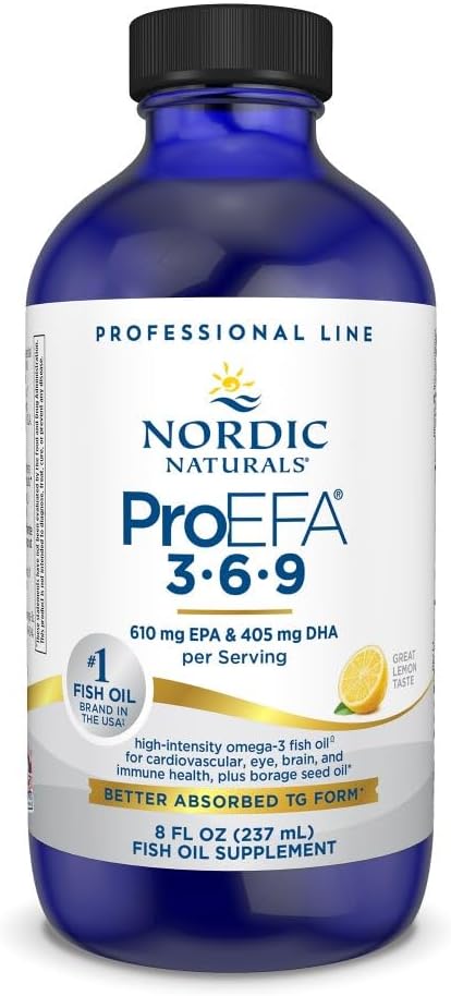Nordic Naturals ProEFA 3-6-9, Lemon Flavor - 8 oz - 1270 mg Omega-3 - EPA & DHA med tilsat GLA - Sund hud, kognition, & positiv mood - ikke-GMO - 48 Serveringer