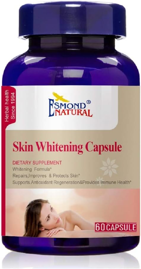 Skin Whitening Capsule (Reparerer, Forbedrer og Beskytter Hud), GMP, Natural Product Assn Certified, Made in USA - 60 Kapsler