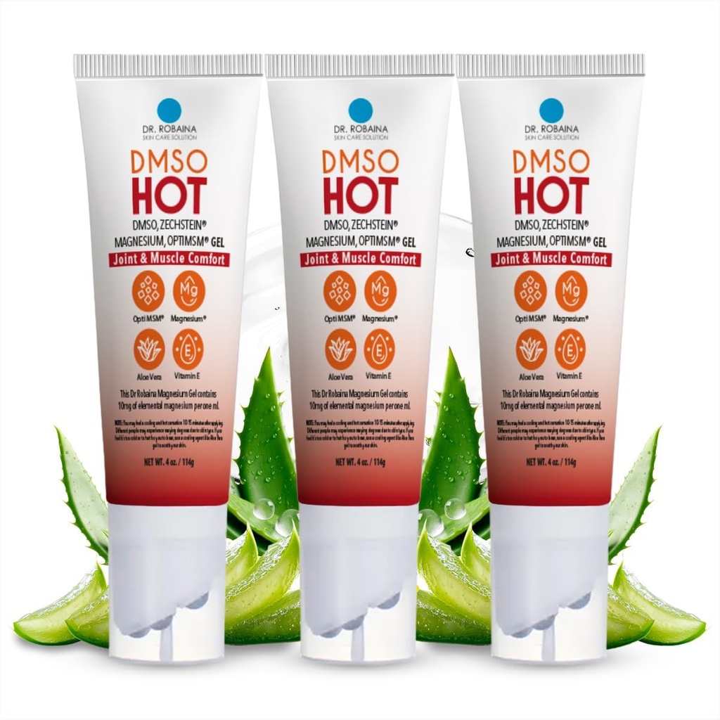 Dr. Robaina DMSO HOT Roll- On - 99.9% Pure Pharmaceutical Grade Note 124; Multi- Ball Applicator for targeted Heat Note 124; Zechstein Magnesium, MSM, Arnica, Aloe Vera, Vitamin E - 4 oz