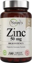 Zink 50mg [høj potens] Supplement - immunsupportsystem fra naturligt zink (oxid / citrat) 100 tabletter, Lavet af naturens potent.
