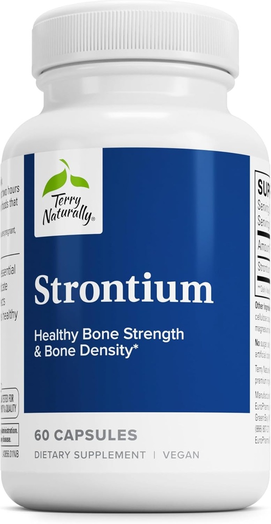Terry naturligt strontium - ben sundhed & styrke support - tillæg med Vegan kapsler - sundhed supplement med strontium citrat for Superior Absorption - 60 kapsler