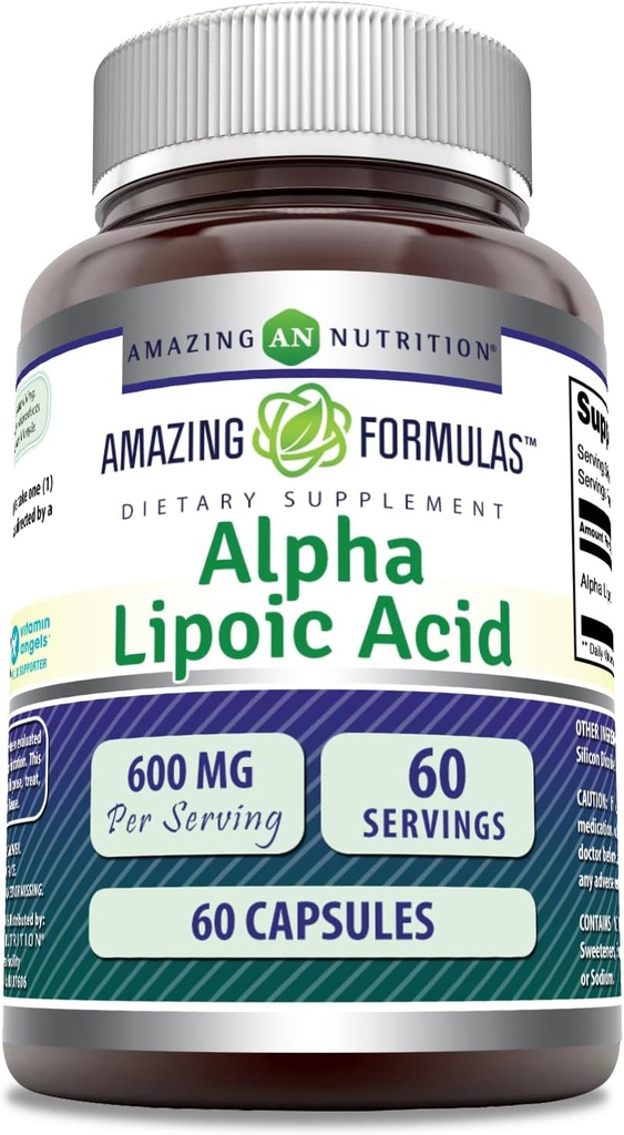Amazing Formulas Alpha Lipoic Acid Note 124; 600 Mg Per Serving Supplement Supplement 124; Kapsler Note 124; Non- GMO Note 124; Gluten Free Note 124; Lavet i USA (1 Pack Note 124; 60 Tæl)
