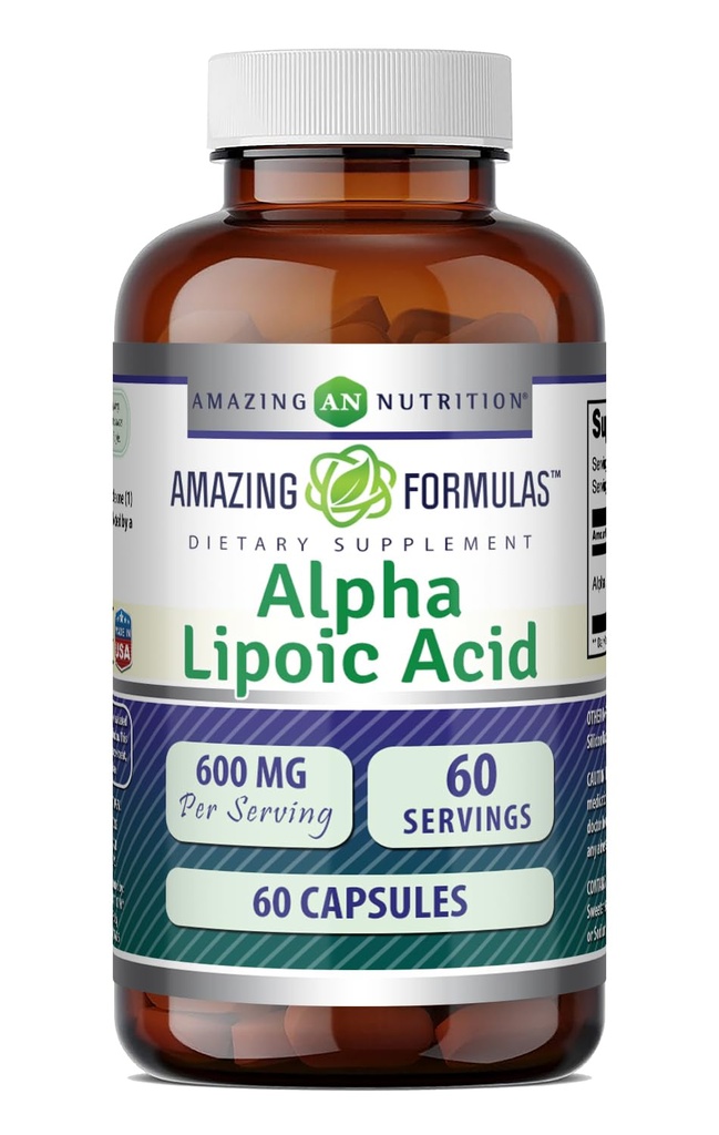 Amazing Formulas Alpha Lipoic Acid Note 124; 600 Mg Per Serving Supplement Supplement 124; Kapsler Note 124; Non- GMO Note 124; Gluten Free Note 124; Lavet i USA (1 Pack Note 124; 60 Tæl)