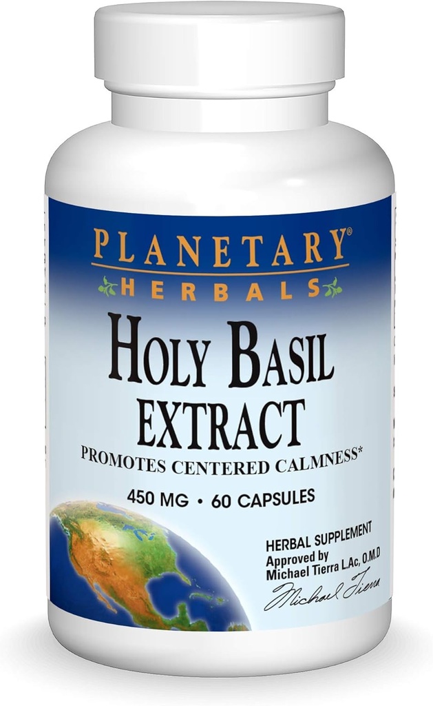 Planetary Herbals Holy Basil Capsules, 60 Count