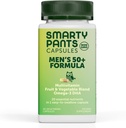 SmartyPants Multivitamin til mænd 50 +: Omega-3 DHA, Zink til Immunitet, Vitamin D3, C, B6, B12, vitamin A til øjne, Folate, Selenium, én per dag, 30 kapsler, 30 dages forsyning